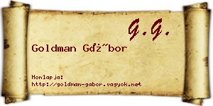 Goldman Gábor névjegykártya